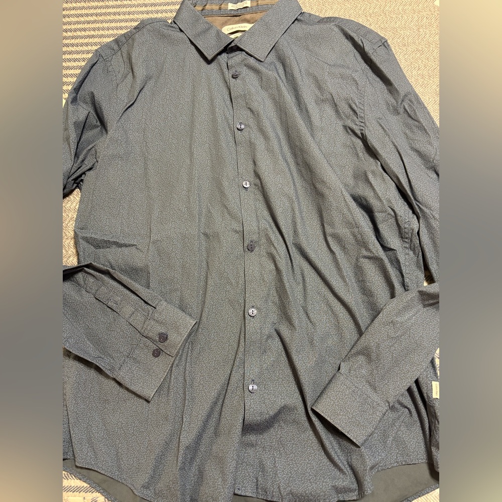 Calvin Klein Dark Blue Button Down Shirt - Picture 3 of 12